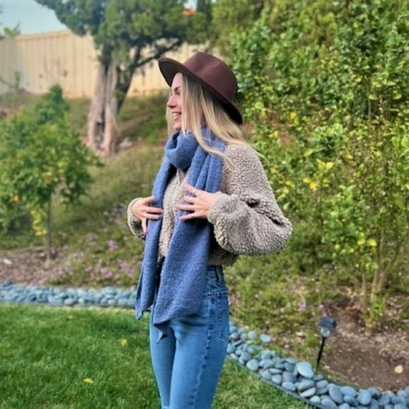 Soft, Denim Blue Oblong Scarf - Picture 1 of 4
